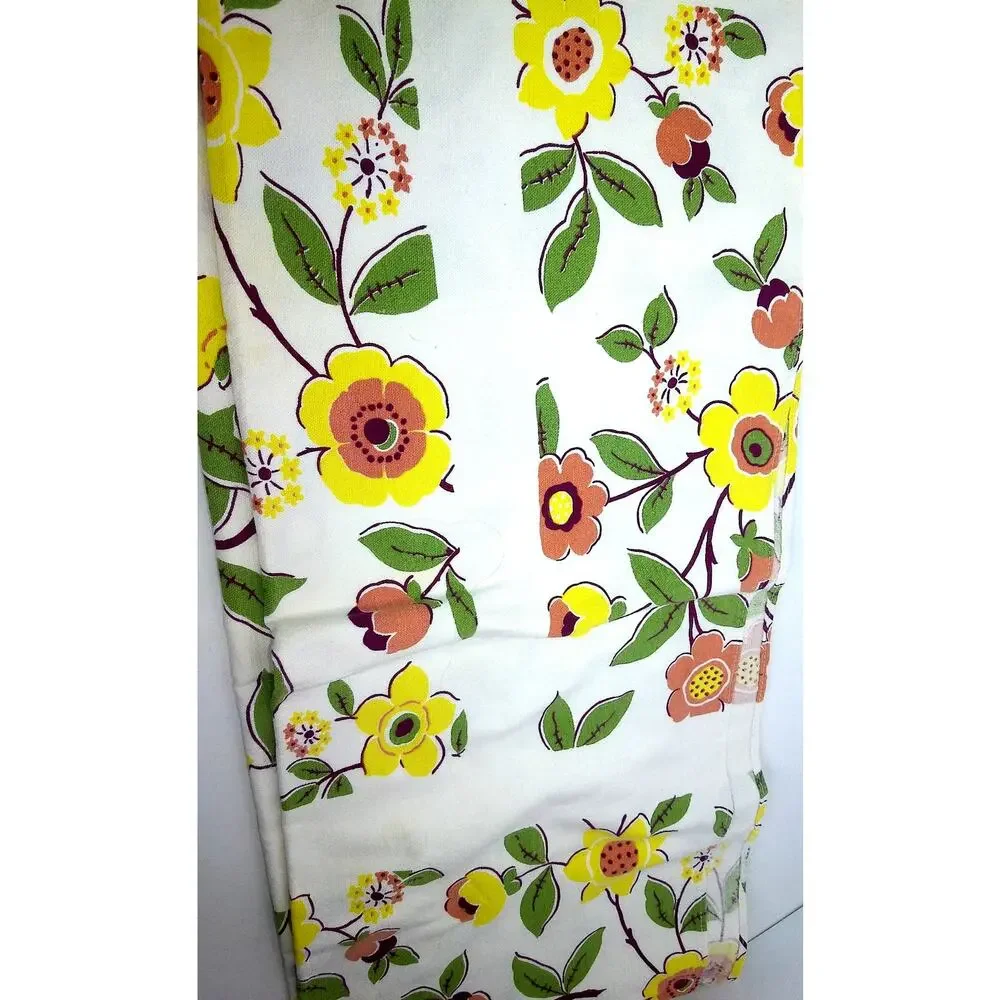 VTG 1950s Startex Starfield Floral Tablecloth Retro Boho Flowers 54x47 Cutter